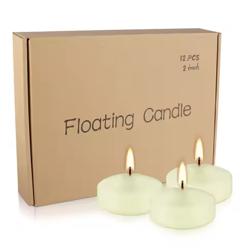 12 Pcs 2inch Ivory-Colored Floating Candles, 5-6 Hours Burning Time, Floating Candles, Romantic Nigh