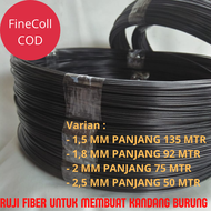 Jeruji Fiber 15mm 1.8mm 2 mm 2.5mm Hitam Asli gulungan setengah kilo Ruji untuk membuat kandang bur