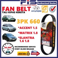 FIS Gaido Fan Belt Hyundai Matrix Accent Elantra Air Cond Alternator Power Steering Belt 3PK660 Tali