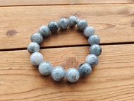 【親翠】天然翡翠 冰灰烏雞13mm意境圓珠17~18手環 潮黑