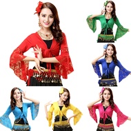 Ready Stock Women's Belly Dance Warp Top 3/4 Sleeve Chiffon Tops Blouse Belly Dance Gypsy Costume