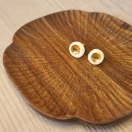 24K純鎏金白圓形釉彩耳環