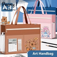 PEONY1 A3 Tutorial Bag, Canvas A3 Canvas Art Bag, Multifunctional Plus Size Zipper Design Six-Layer 