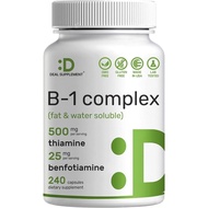 DEAL SUPPLEMENT Vitamin B1 500mg with Benfotiamine, 240 Capsules – 2 in 1 Enhanced Formula – Fat & W