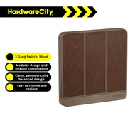 Schneider 16AX, 3 Gang Switch, Wood  [E8333L1/L2]