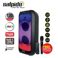 SALPIDO WAVES 707 Party Box 707 with wireless microphone support guitar IF/USB/AUX/FM/GT/MIC/LIGHT/T