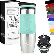 Milu Thermo Mug Insulated Cup Coffee & Tea Mug to go - 12oz, 15oz 100% leak proof - Stainless Steel 