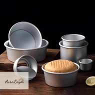 [AuraLayor] 2/4/6/8 Inch Round Cake Pan Set With Removable Bottom Aluminum Alloy Chiffon Cake Mold M