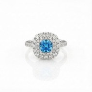 IGI-1.08克拉實驗室培育藍鑽石白金戒指