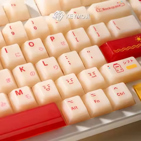 KEYMOJI Cheers Yakult Inspired 148 Keys Keycap Set Cherry Profile Original Factory Height PC MX Mech
