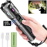 JAY-PARK Flashlight 50000 Lumens, LED Flashlight Very Bright, Tactical Flashlight USB 5 Light Modes,