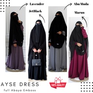 Gamis Abaya set Syari Emboss Hijab Bahan Ceruti 2 layer Jumbo