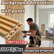 100*15CM PVC Grille Wall Panel TV Background Wall Design Fluted Wall Panel Fireproof Wood Panel