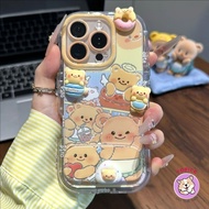 Cartoon yellow teddy bear Phone Case for IPhone 17 16plus 11 12 13Pro Max 14Plus XR XS Max 7 8 Plus 