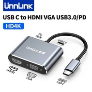 Unnlink USB C to HDMI VGA USB 3.0 Converter Type C Adapter for Macbook Samsung Dex Laptop Phone to T