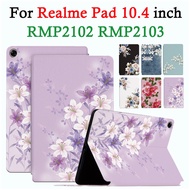 For Realme Pad 10.4 inch RMP2102 RMP2103 Fashion Flowers Tablet Case High Quality PU Leather Non-sli