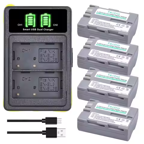 EN-EL3e Camera Batteries &Type-C Port LED USB Charger for Nikon D30 D50 D70 D70S D90 D80 D100 D200 D