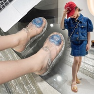 Breathable children's sandals women's crystal transparent sandals jelly princess shoes outer wear Baotou fashionable soft-soled beach shoes