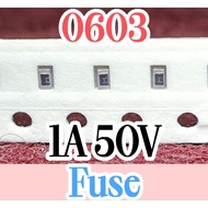 10pcs Chip Fuse smd 1 ampere 50Vdc size 0603 1608 1A 50V Fuse