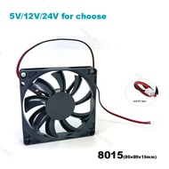 DC 5V 12V 24V 8015 fan 80x80x15mm 2pin xh2.54 cooling fan sleeve router chassis power supply for 3D 