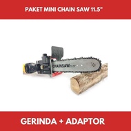 PAKET Gerinda Chainsaw mini Mesin Gergaji Kayu Mini 11.5 inchi Murah