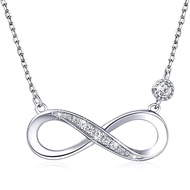 S925 Silver Necklace Symbol Pendant Love Ring Figure 8 Diamonds
