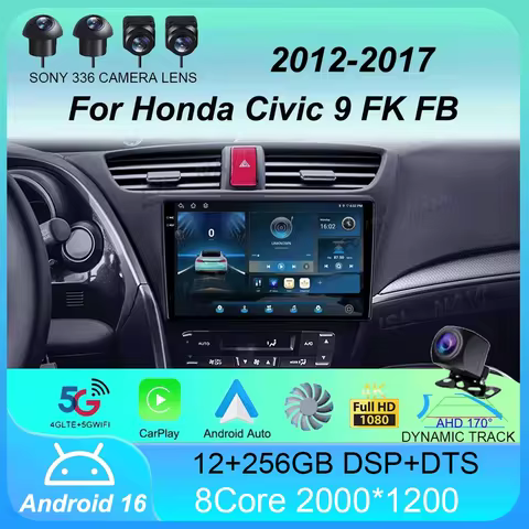 Car Radio Android 16 For Honda Civic 9 FK FB 2012 - 2017 Multimedia Video Player Navigation stereo G