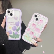 Casing Samsung Galaxy J4 Plus J6 Plus 2018 ON7 2016 J2 Pro J7 Prime J7 Pro J7 2017 Oil Painting Tulip Wave Edge Soft TPU Phone Case Color Flower Shockproof Cover