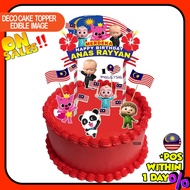 [CUSTOM NAME] Happy Birthday Cake Topper Merdeka 4 Decoration Set Party Accessories Banner Hiasan Ke