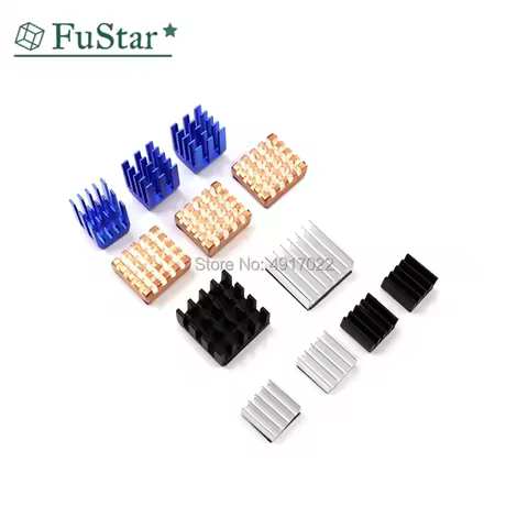 12 Pcs/Set Heat Sink Aluminum Copper Radiator Cooler Kit For Raspberry Pi 2 / 3 Whosale&Dropship 9*9