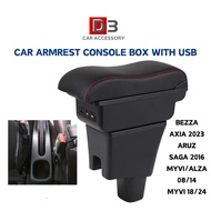 Car Armrest Console Box with USB Axia 2023, Bezza, Myvi, Alza, Saga, Aruz car accessories