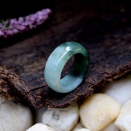 Green Jade Ring With White Size 61-62mm.