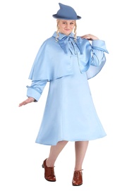 Plus Size Harry Potter Fleur Delacour Costume, Blue Satin Dress & Felt Hat for Wizard or Witch Hallo