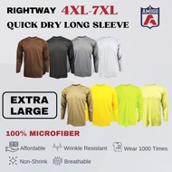 RIGHTWAY (4XL-7XL) Plus Size Microfiber Quick-Dry Long Sleeve T-Shirt Unisex Plain Baju Jersey Baju 
