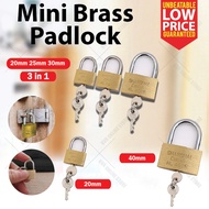 Mini Brass Padlock Security Luggage Locker with Keys 20mm 25mm 30mm 40mm/Mangga Dan Kunci