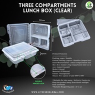 (50pcs) Three Compartment Take Away Box (1500ml) - STP CA 253C Disposable Plastic Food Box