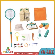 Pelaso ชุดเครื่องแต่งกายของนักสำรวจแว่นขยายเด็ก4-9ปีชุดสำรวจสำหรับเด็กเล่นสมมติเดินป่าตั้งแคมป์