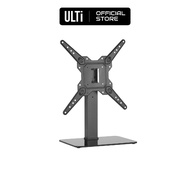 ULTi Free-Standing Tabletop TV Stand with Glass Base, Swivel, Height Adjustable &amp; Cable Management Built-in