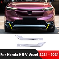 For Honda HR-V Vezel 2021 2022 2023 2024 Chrome Car Front Fog Light Lamp Cover Trim Foglight Eyelid Bezel Trims Accessories