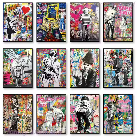 Banksy Graffiti Diy Diamond Painting Nordic Pop Style 5D Poster Cross Stitch Kits Gift Living Room W