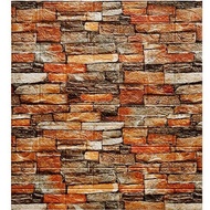 [ PAKET 10 LEMBAR ] Wallpaper 3D Foam Batu Bata / Sticker Dinding Timbul MOTIF CORAK ORANGE