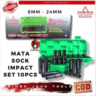MATA Impact Socket Set 10Pcs 1/ 2 Inch 8-24MM YUKIDO Extension Impact Socket Length Reach Socket Nut