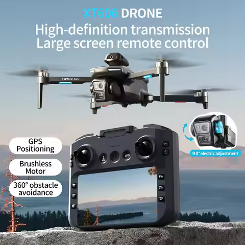 XT606 GPS Screen RC Drone 8K Professional HD Dual Camera Gimbal 360°Obstacle Avoidance Brushless RC 
