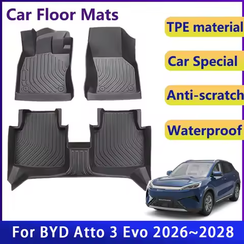 Fully Set Car Floor Mats For BYD Atto 3 Evo Yuan Plus Refresh SC2E 2026 2027 2028 Waterproof Pad LHD