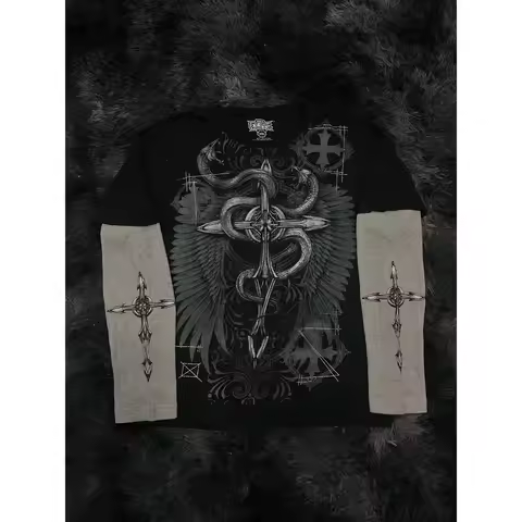 Street Y2K Oversized Long Sleeve MMA Elite T-Shirt Hip Hop Gothic Streetwear Unisex Couple Tee Summe