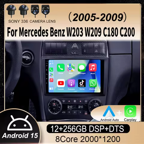 For Mercedes Benz W203 W209 C180 C200 C220 C230 2005 - 2009 video Android 15 Player Car Radio Stereo