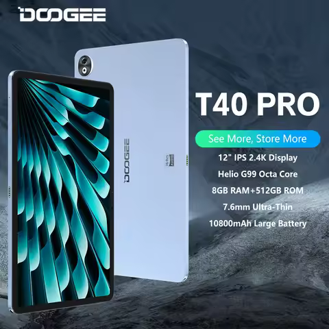 DOOGEE T40 Pro 2 in 1 Tablet PC Android 14 12" IPS 2.4K 20GB(8+12) 512GB Helio G99 6nm 10800mAh 7.6m
