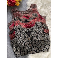 Readymade Sare Blouse Ajrakh Handloom Cotton Boat Neck