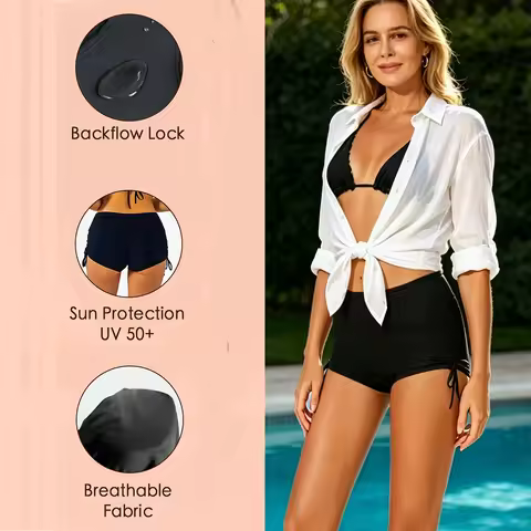 4-Layer Leakproof Absorbent Menstrual Swim Bottoms Teen Girls Period Swim Boxer Briefs