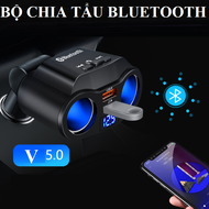 Bộ chia tẩu sạc ô tô nghe nhạc MP3 kết nối bluetooth không dây V5.0 sạc siêu nhanh 4.8A chia từ 1 tẩ